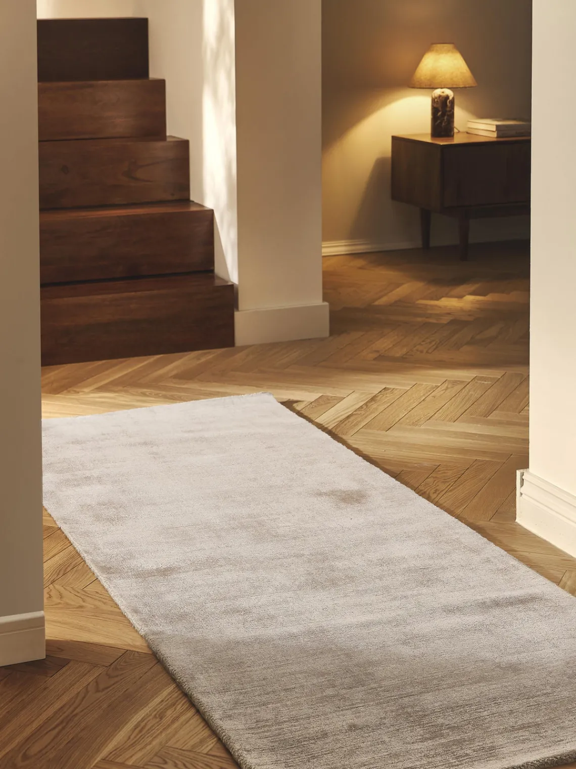 Alfombras De Pasillo|Alfombras De Pasillo>Westwing Collection Alfombra corredor artesanal de viscosa Jane Beige claro