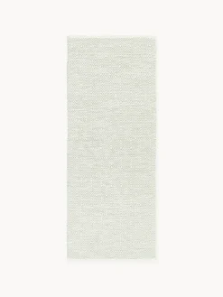 Alfombras De Exterior|Alfombras De Exterior>Westwing Collection Alfombra corredor artesanal para exterior con estampado vintage Rika Verde salvia, Off White