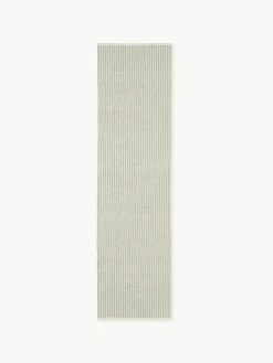 Alfombras De Exterior|Alfombras De Exterior>Westwing Collection Alfombra corredor artesanal para exterior a rayas Turner Verde salvia, blanco Off White