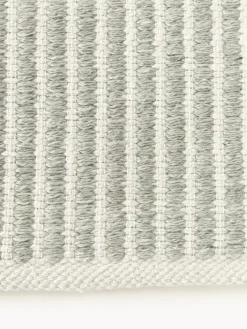 Alfombras De Exterior|Alfombras De Exterior>Westwing Collection Alfombra corredor artesanal para exterior a rayas Turner Verde salvia, blanco Off White