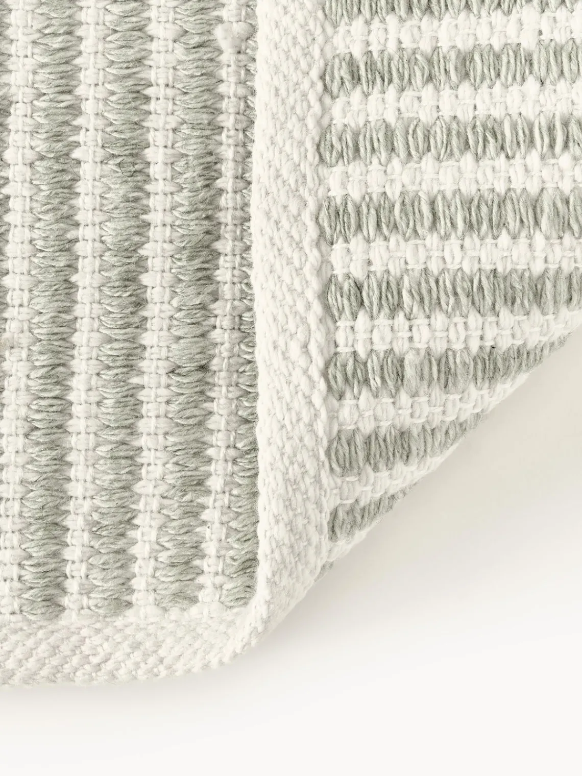 Alfombras De Exterior|Alfombras De Exterior>Westwing Collection Alfombra corredor artesanal para exterior a rayas Turner Verde salvia, blanco Off White