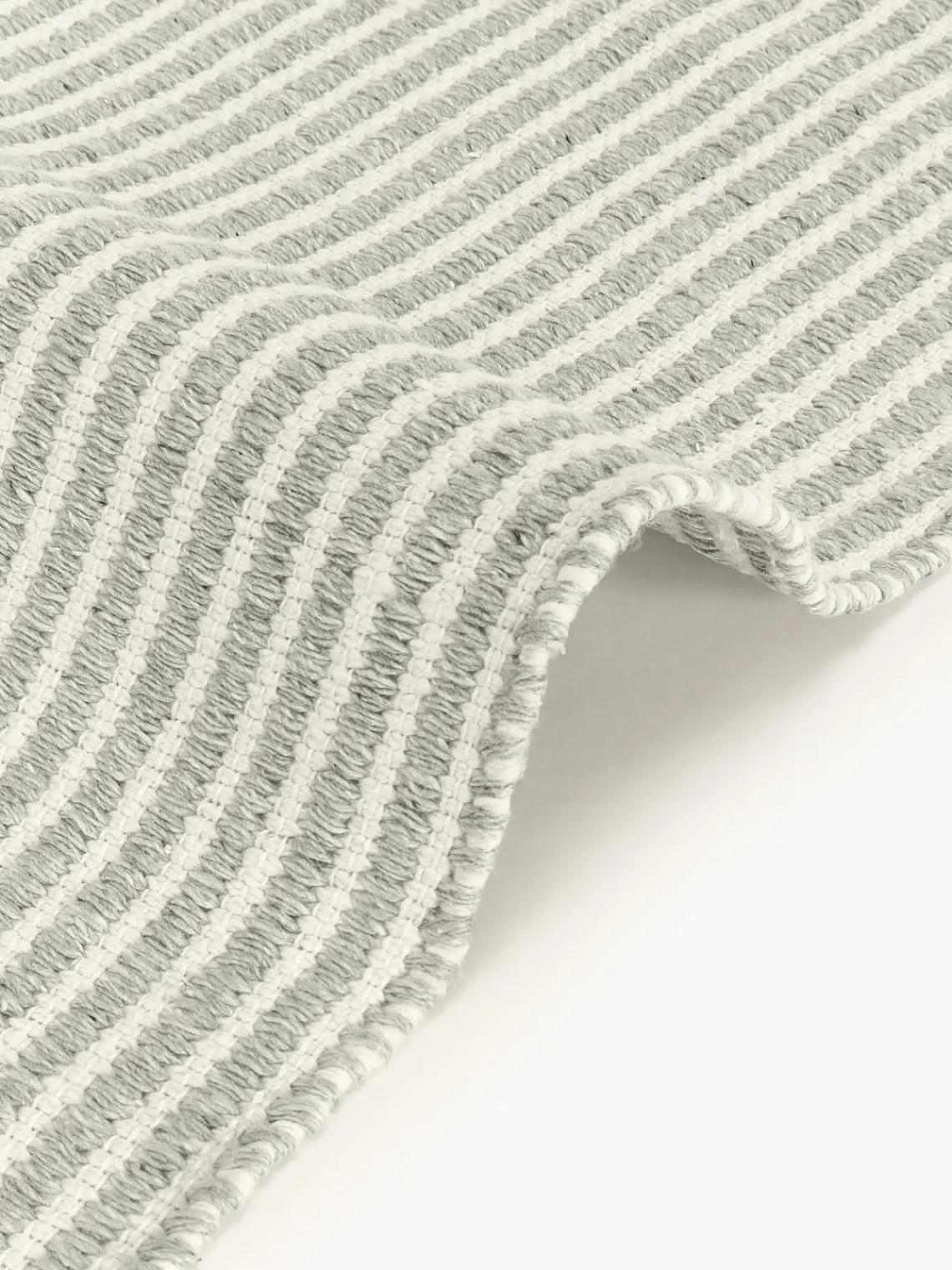 Alfombras De Exterior|Alfombras De Exterior>Westwing Collection Alfombra corredor artesanal para exterior a rayas Turner Verde salvia, blanco Off White