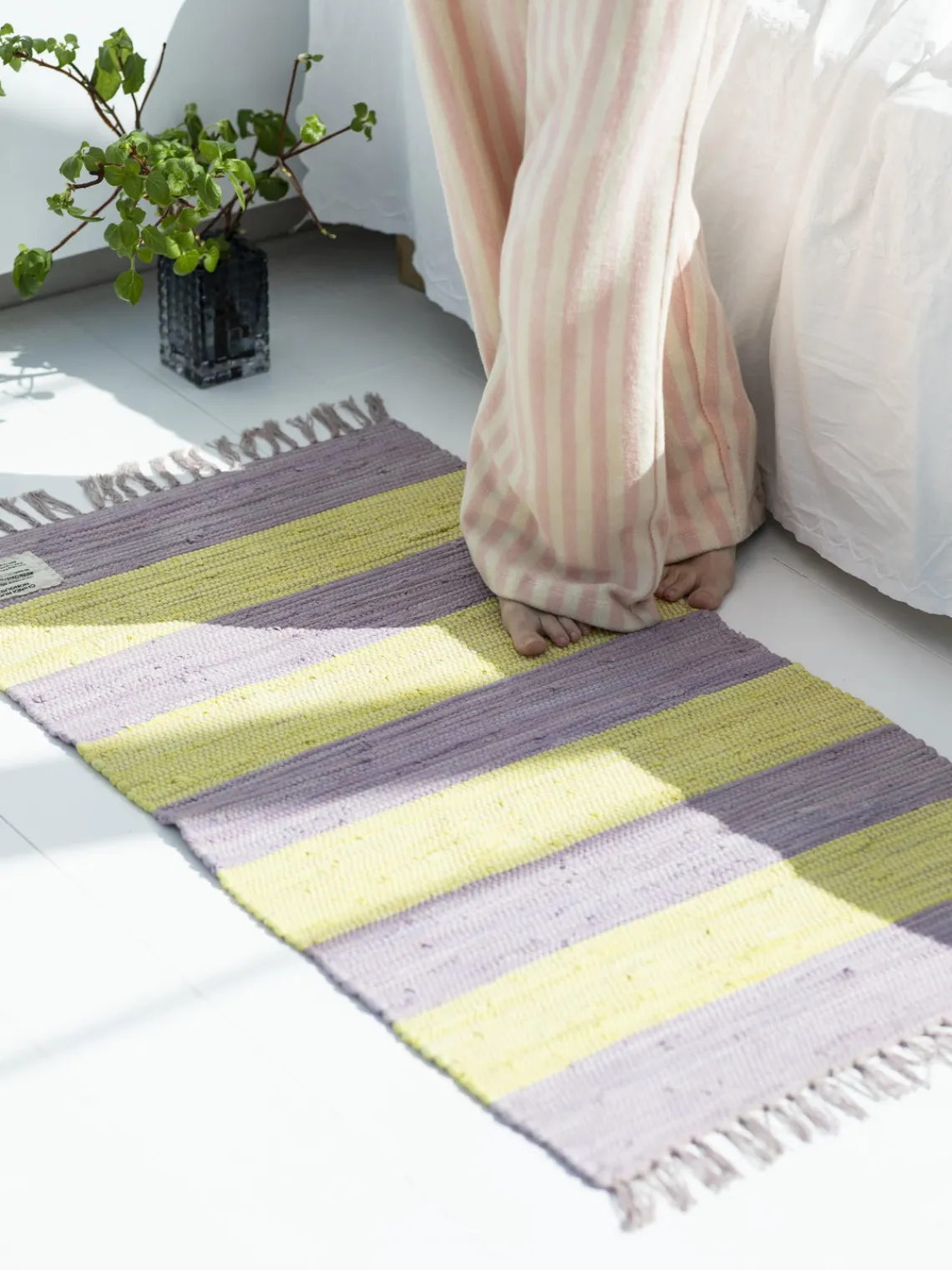 Alfombra corredor artesanal de pelo corto con borlas Chindi, tamaños diferentes Rectangular|Alfombras Rectangulares