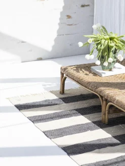 Clearance Alfombra corredor artesanal de pelo corto con borlas Chindi, tamaños diferentes Rectangular|Alfombras Rectangulares