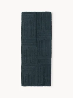 Alfombras De Pasillo|Alfombras De Pasillo>Westwing Collection Alfombra corredor artesanal de lana con estampado geométrico Alexia Azul petróleo