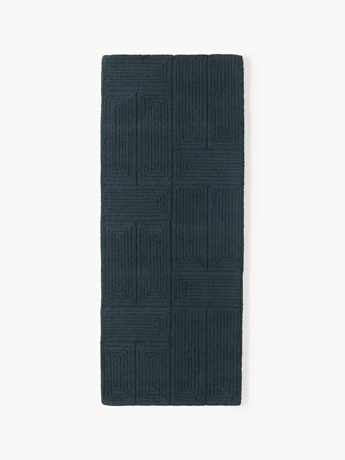 Alfombras De Pasillo|Alfombras De Pasillo>Westwing Collection Alfombra corredor artesanal de lana con estampado geométrico Alexia Azul petróleo