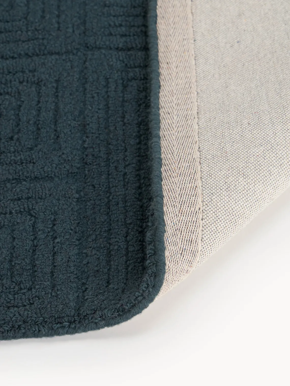 Alfombras De Pasillo|Alfombras De Pasillo>Westwing Collection Alfombra corredor artesanal de lana con estampado geométrico Alexia Azul petróleo