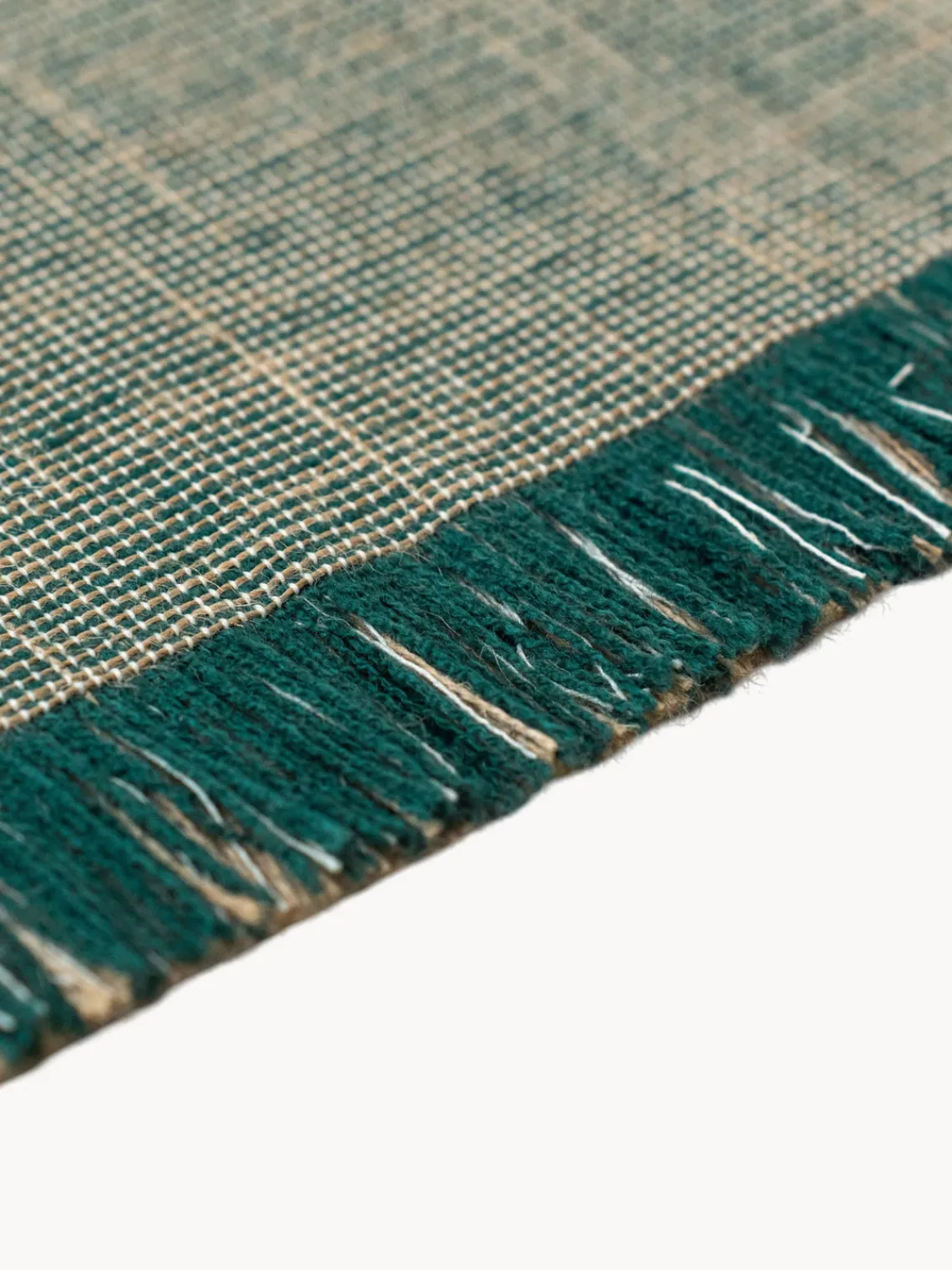 Alfombras De Pasillo|Alfombras De Pasillo>Louis de Poortere Alfombra corredor de pelo corto con flecos de diseño Folkform Monochrome Tonos verdes, beige claro