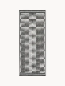 Alfombras De Exterior|Alfombras De Exterior>Westwing Collection Alfombra corredor exterior reversible en rombos Reddy Gris oscuro, blanco Off White