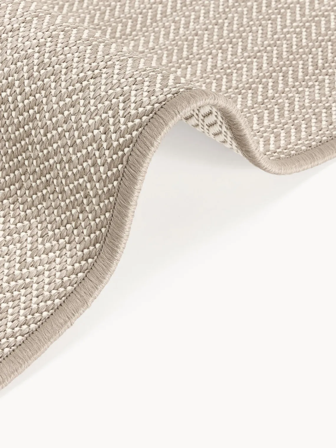 Alfombras De Exterior|Alfombras De Exterior>Westwing Collection Alfombra corredor exterior reversible en zigzag Cort Beige claro, blanco Off White