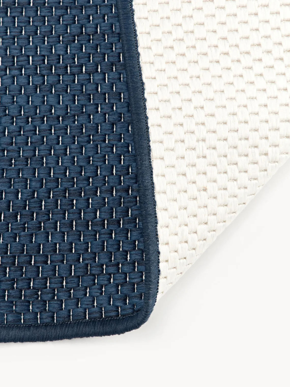 Alfombras De Exterior|Alfombras De Exterior>Westwing Collection Alfombra corredor reversible para interior/exterior Whitby Azul oscuro, blanco Off White