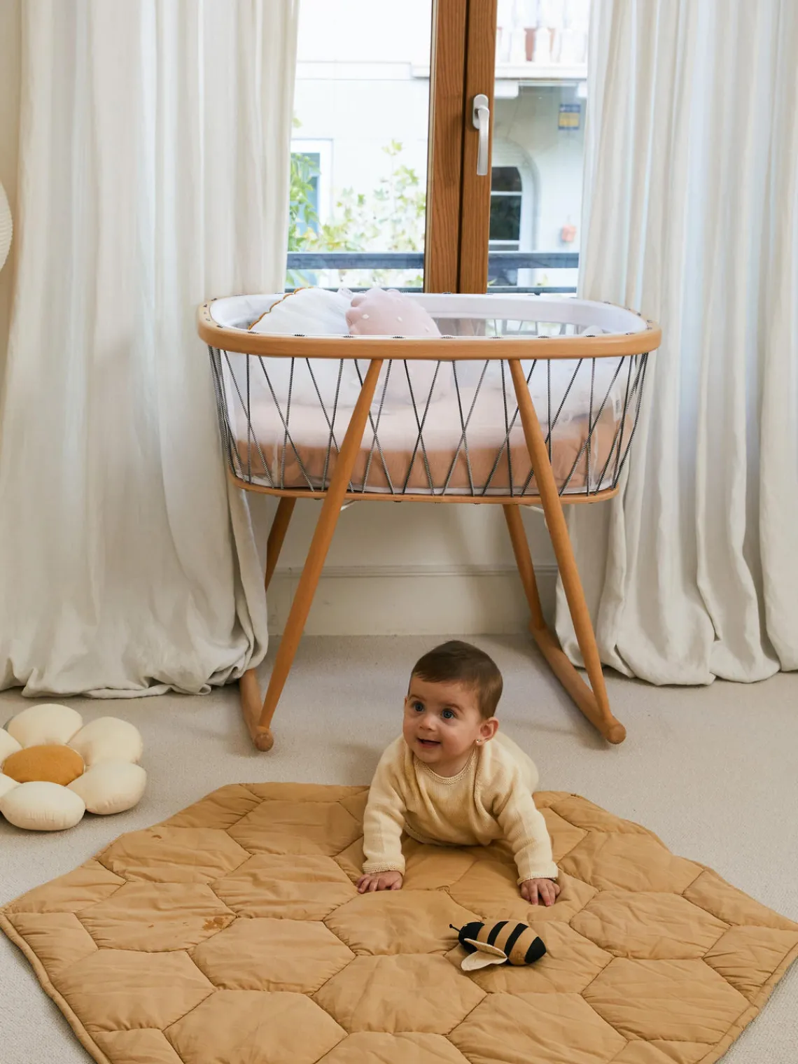 Hot Alfombra de juegos artesanal con juguetes sonajeros Honeycomb Niños Mantas Y Alfombras De Juego|Decoración Infantil