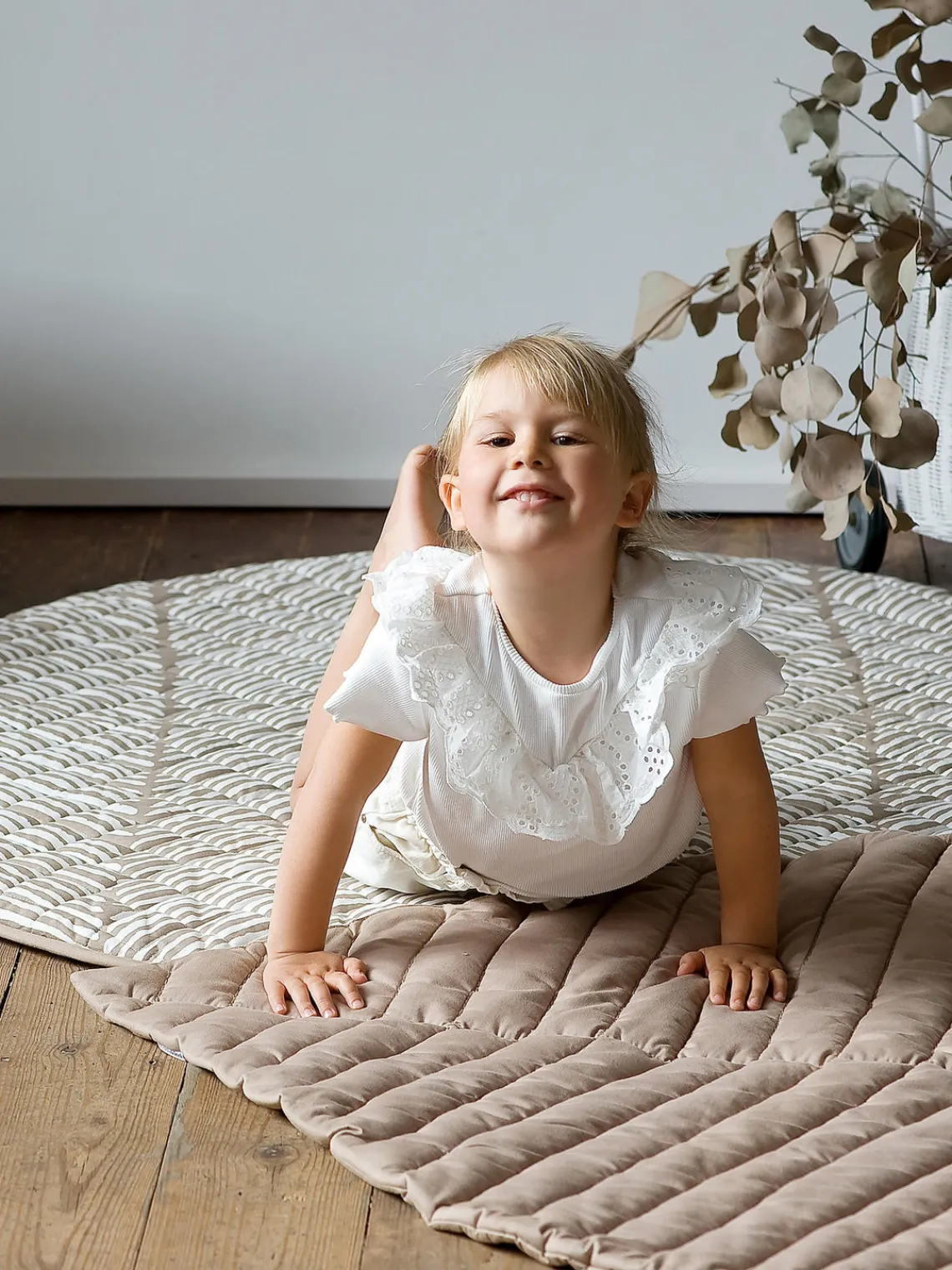 Mantas Y Alfombras De Juego|Mantas Y Alfombras De Juego>Toddlekind Alfombra de juegos reversible de algodón ecológico Jeffrey Blanco Off White, taupe