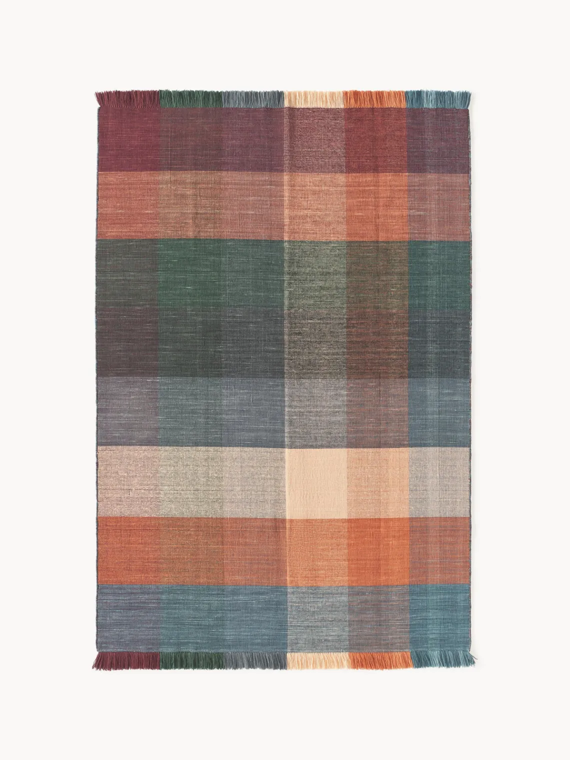 Clearance Alfombra de lana a cuadros con flecos Bliss Rectangular|Alfombras Rectangulares