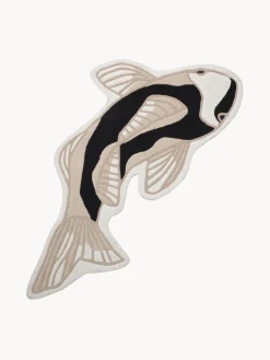 Alfombras Rectangulares|Alfombras>Broste Copenhagen Alfombra de lana de forma orgánica Koi Negro, beige claro, blanco crema