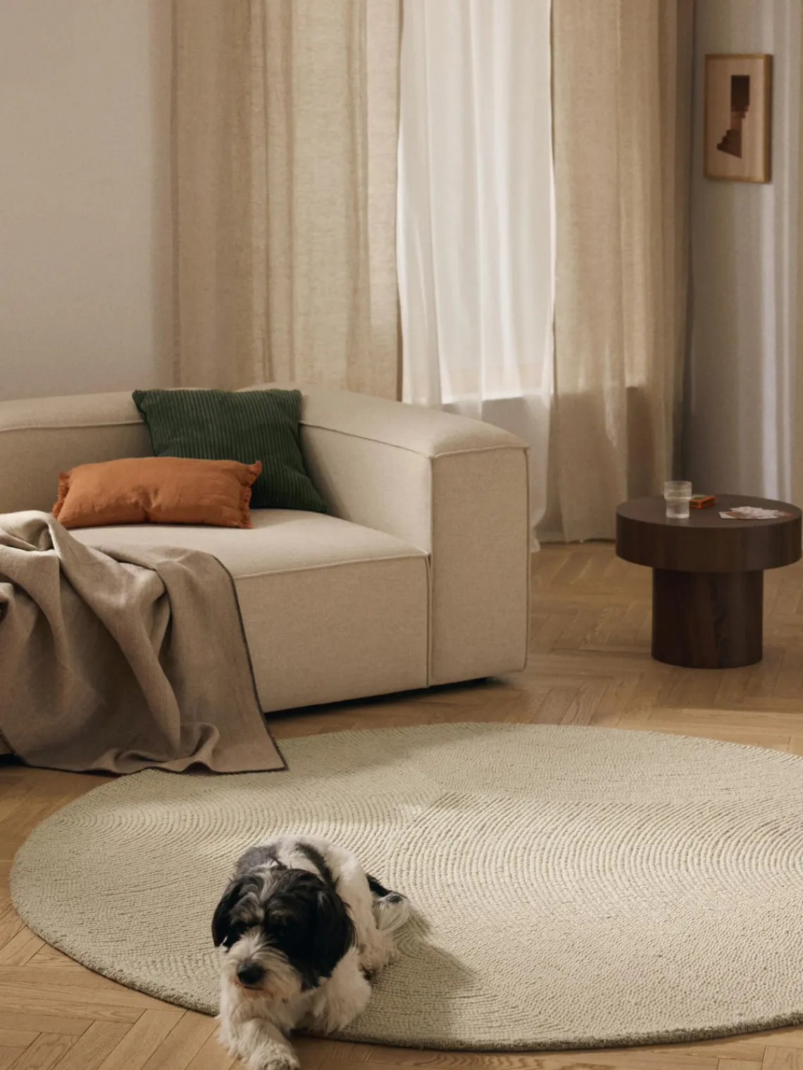 New Alfombra de lana redonda artesanal de pelo corto Eleni Redonda|Alfombras Rectangulares