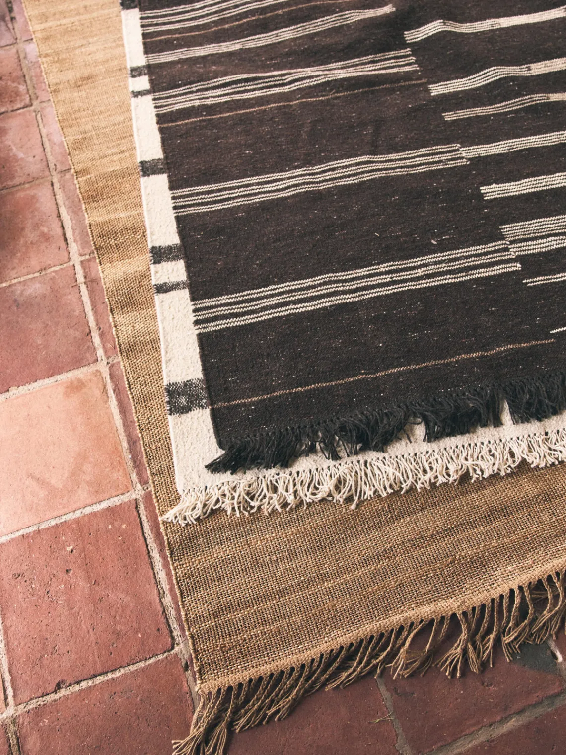 Clearance Alfombra de lana Striped Rectangular|Alfombras Rectangulares