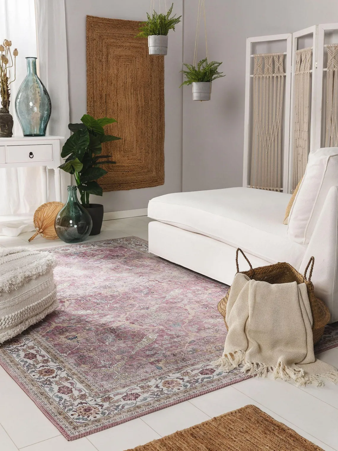 Alfombra de pelo corto con motivos ornamentales Laury Rectangular|Alfombras Rectangulares