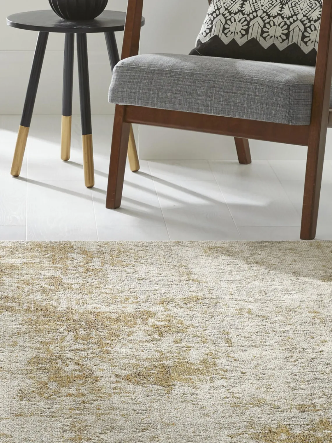 Rectangular|Alfombras Rectangulares>Rama Carpets Alfombra de pelo corto con motivos abstractos Rossa Beige claro, gris, marrón claro