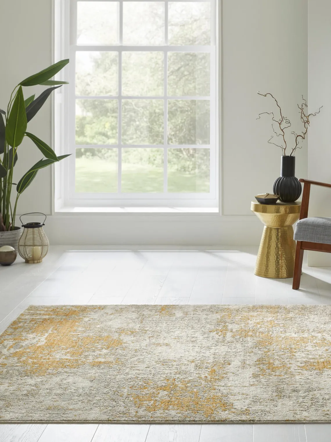 Rectangular|Alfombras Rectangulares>Rama Carpets Alfombra de pelo corto con motivos abstractos Rossa Beige claro, gris, dorado