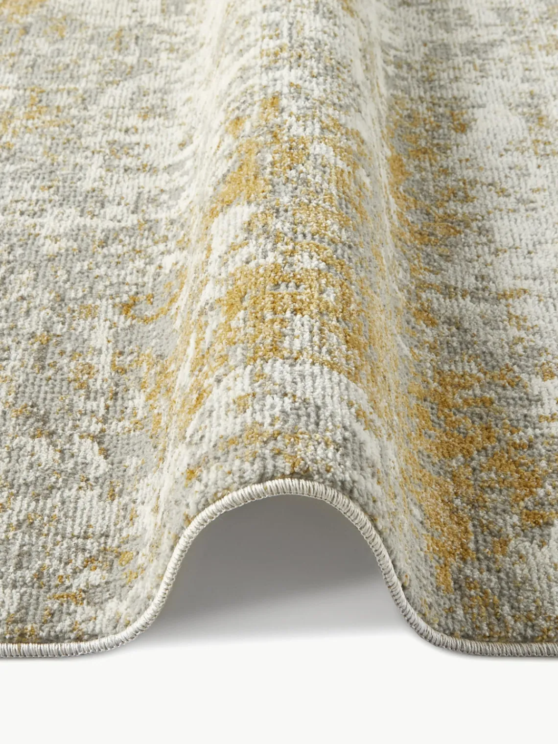 Rectangular|Alfombras Rectangulares>Rama Carpets Alfombra de pelo corto con motivos abstractos Rossa Beige claro, gris, dorado