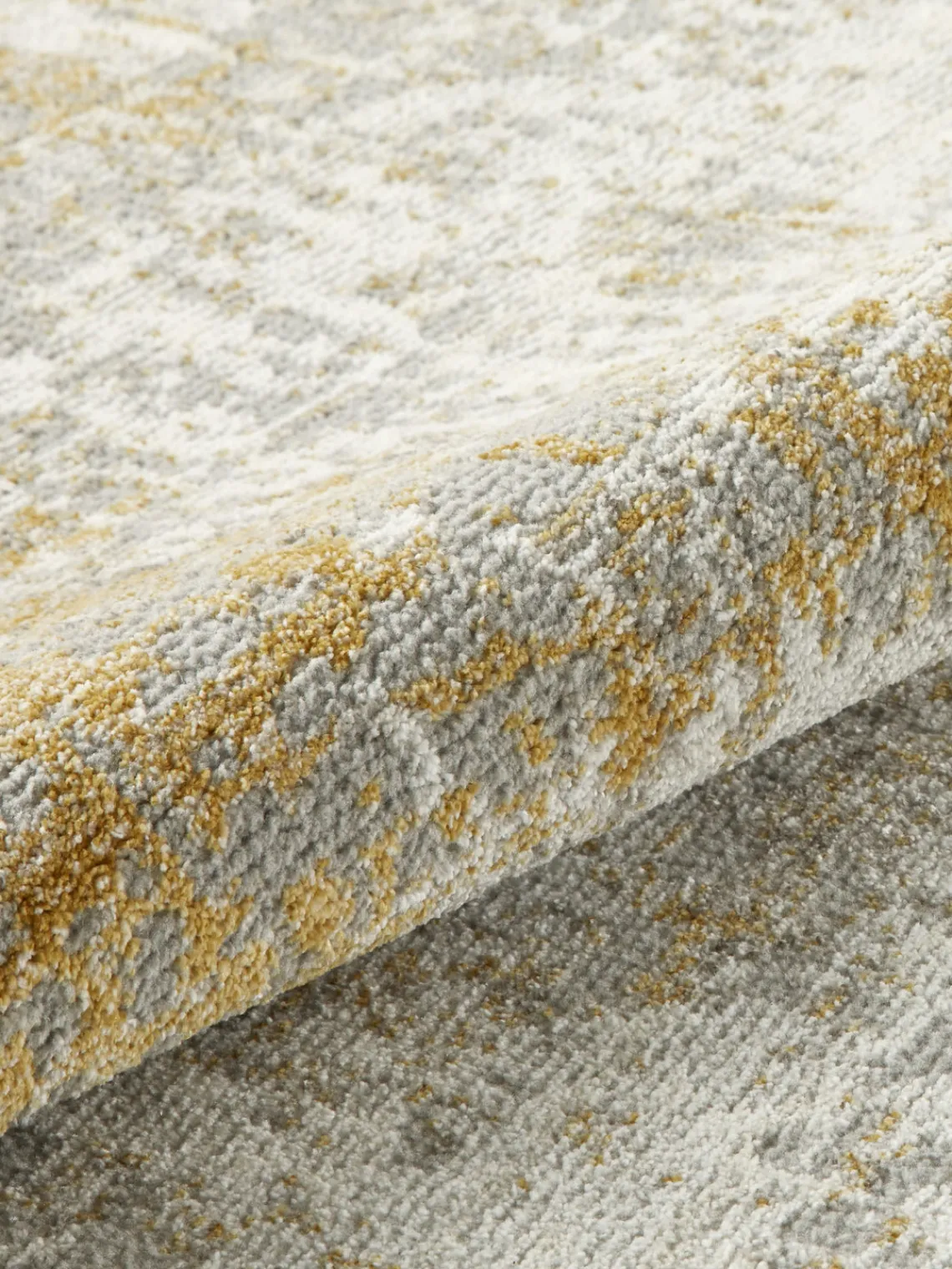 Rectangular|Alfombras Rectangulares>Rama Carpets Alfombra de pelo corto con motivos abstractos Rossa Beige claro, gris, dorado