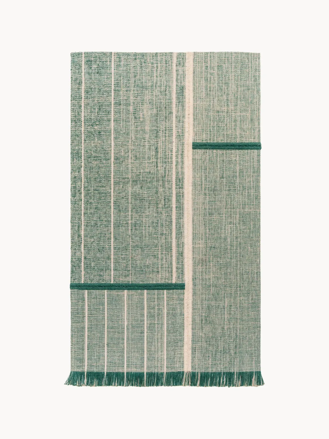 Rectangular|Alfombras Rectangulares>Louis de Poortere Alfombra de pelo corto con flecos diseño Folkform Monochrome Tonos verdes, beige claro