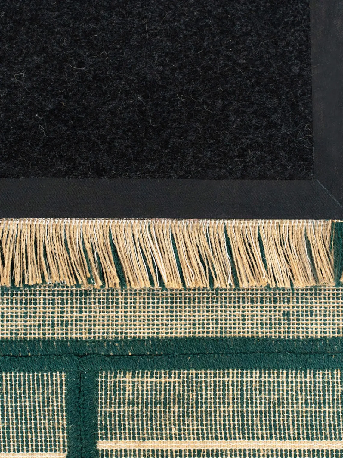 Rectangular|Alfombras Rectangulares>Louis de Poortere Alfombra de pelo corto con flecos diseño Folkform Monochrome Tonos verdes, beige claro