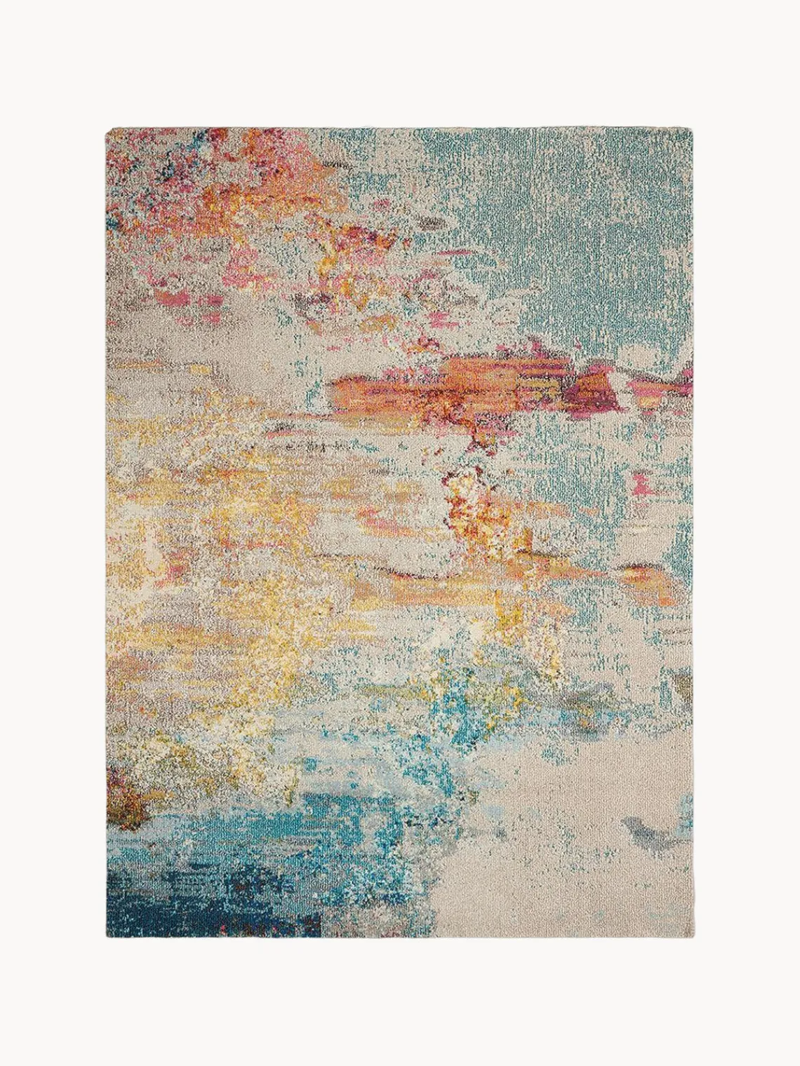 Rectangular|Alfombras Rectangulares>Nourison Alfombra de pelo corto de diseño Celestial Beige claro, multicolor