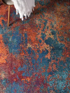 Clearance Alfombra de pelo corto de diseño Celestial Rectangular|Alfombras Rectangulares