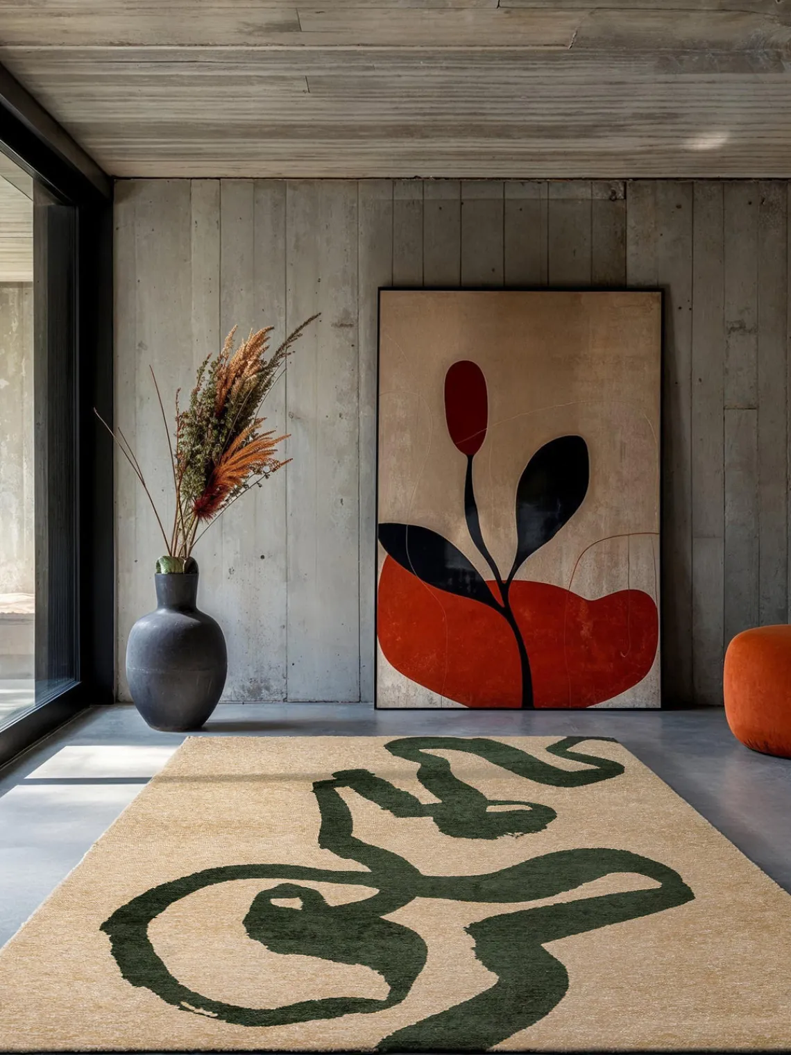 Rectangular|Alfombras Rectangulares>Louis de Poortere Alfombra de pelo corto Ribbon Verde oliva, beige claro