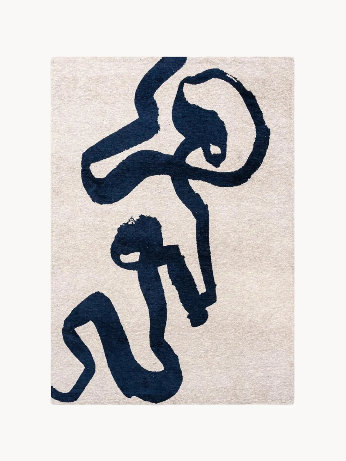 Rectangular|Alfombras Rectangulares>Louis de Poortere Alfombra de pelo corto Ribbon Azul oscuro, blanco Off White