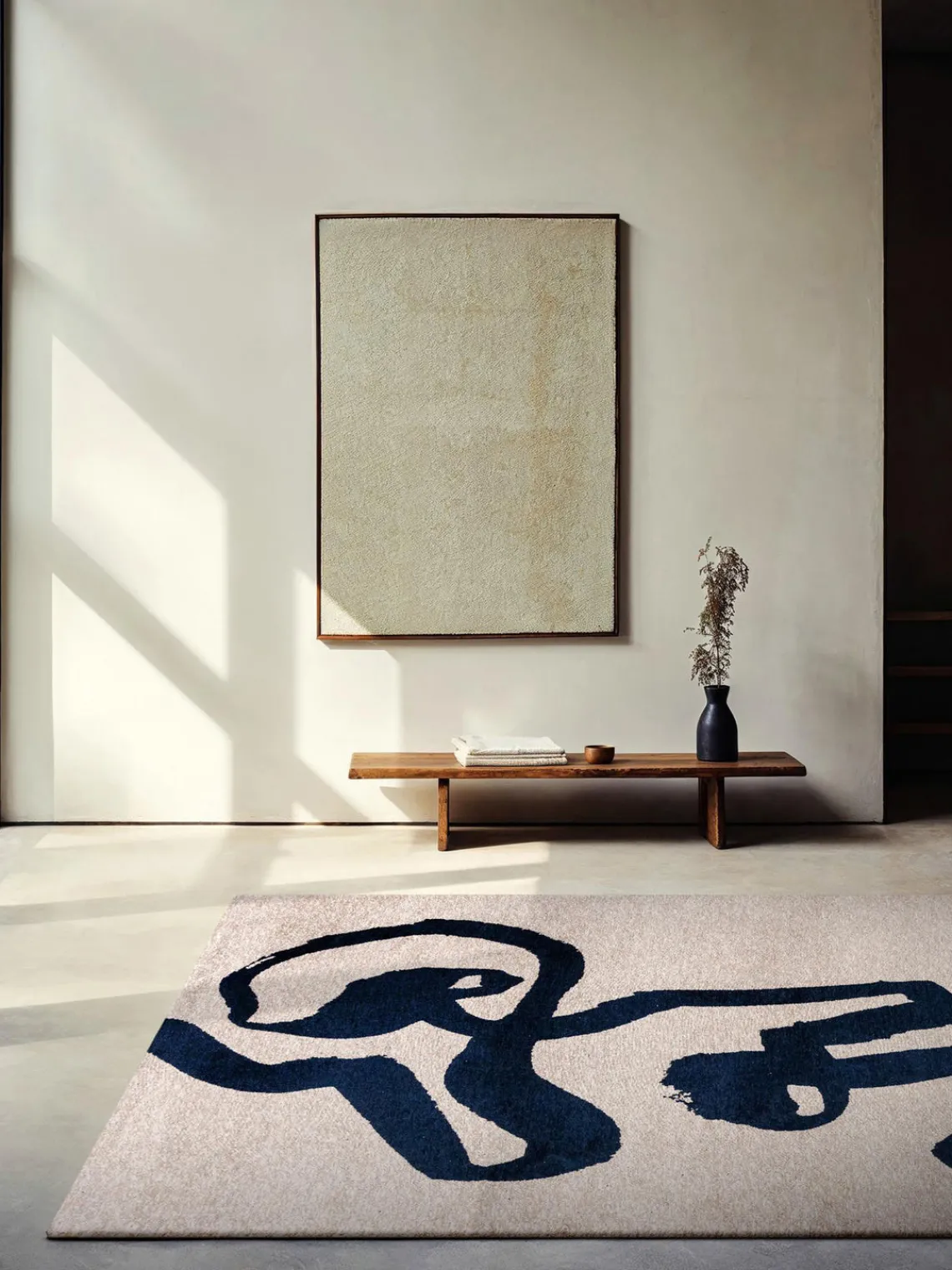 Rectangular|Alfombras Rectangulares>Louis de Poortere Alfombra de pelo corto Ribbon Azul oscuro, blanco Off White