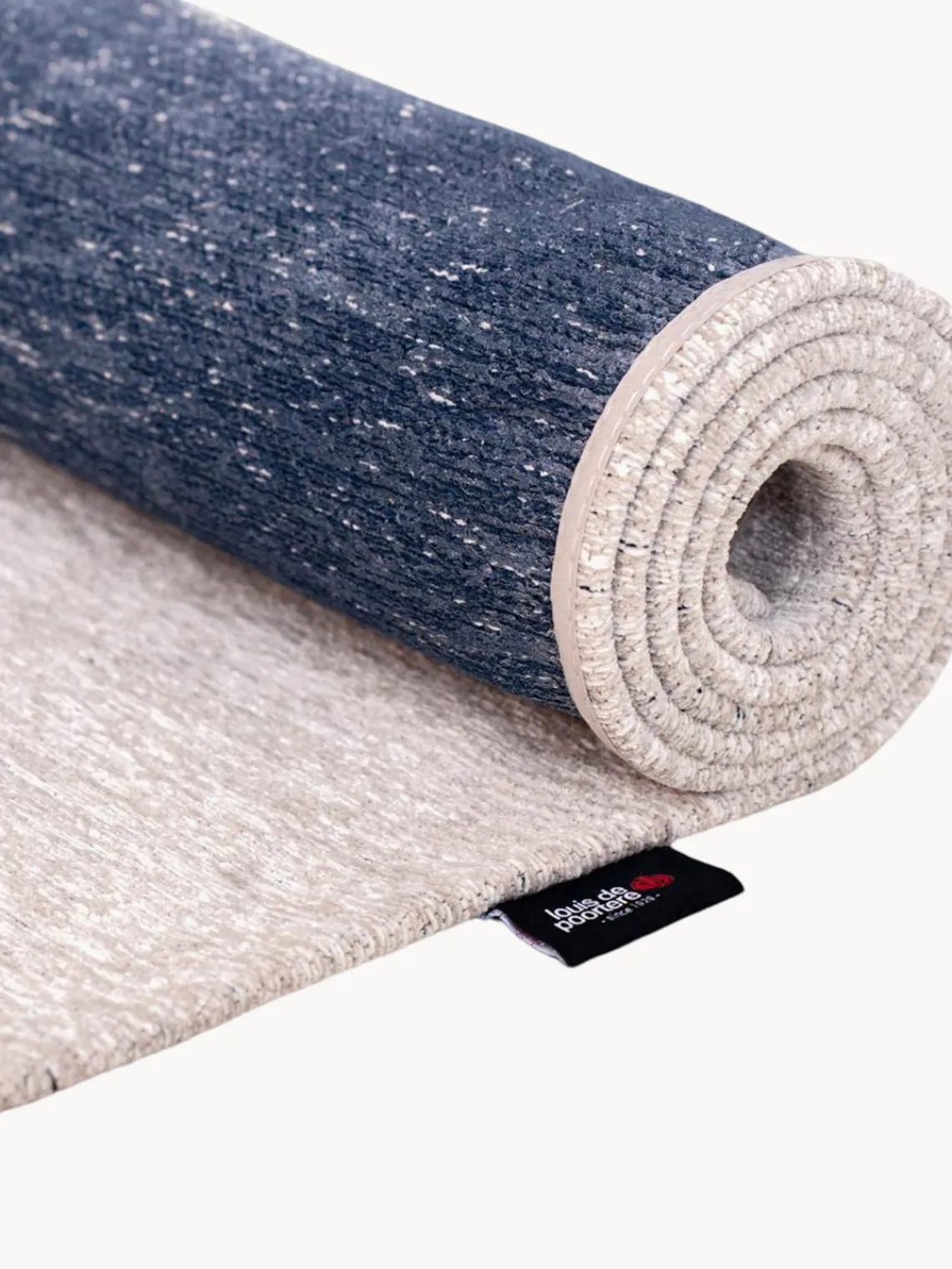 Rectangular|Alfombras Rectangulares>Louis de Poortere Alfombra de pelo corto Ribbon Azul oscuro, blanco Off White