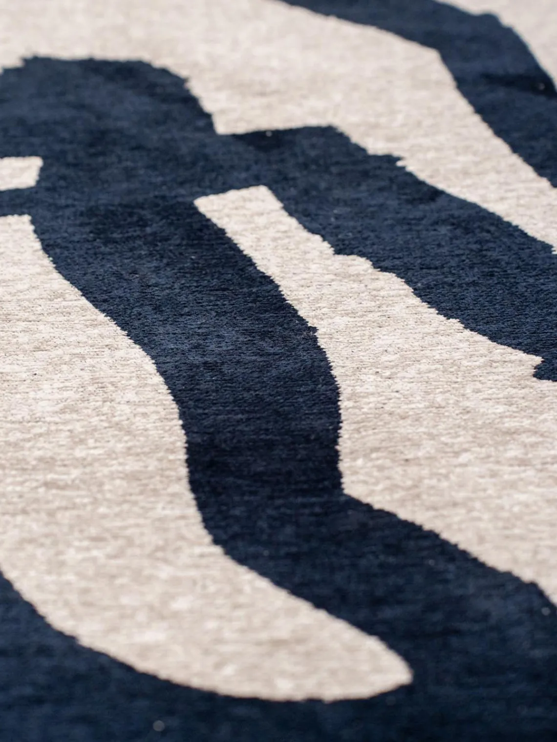 Rectangular|Alfombras Rectangulares>Louis de Poortere Alfombra de pelo corto Ribbon Azul oscuro, blanco Off White