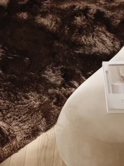 Rectangular|Alfombras Rectangulares></noscript>Westwing Collection Alfombra de pelo largo brillante Jimmy Marrón oscuro