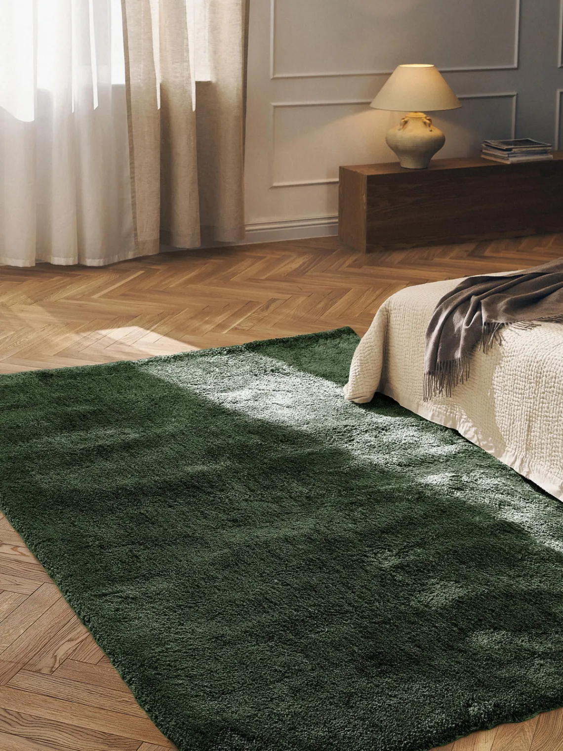 Rectangular|Alfombras Rectangulares>Westwing Collection Alfombra de pelo largo Leighton Verde oscuro