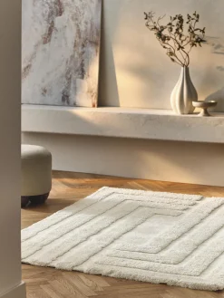 Rectangular|Alfombras Rectangulares>Westwing Collection Alfombra de pelo largo texturizada Genève Blanco Off White