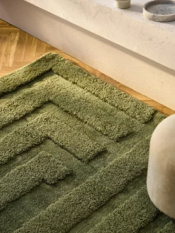 Rectangular|Alfombras Rectangulares>Westwing Collection Alfombra de pelo largo texturizada Genève Verde oscuro