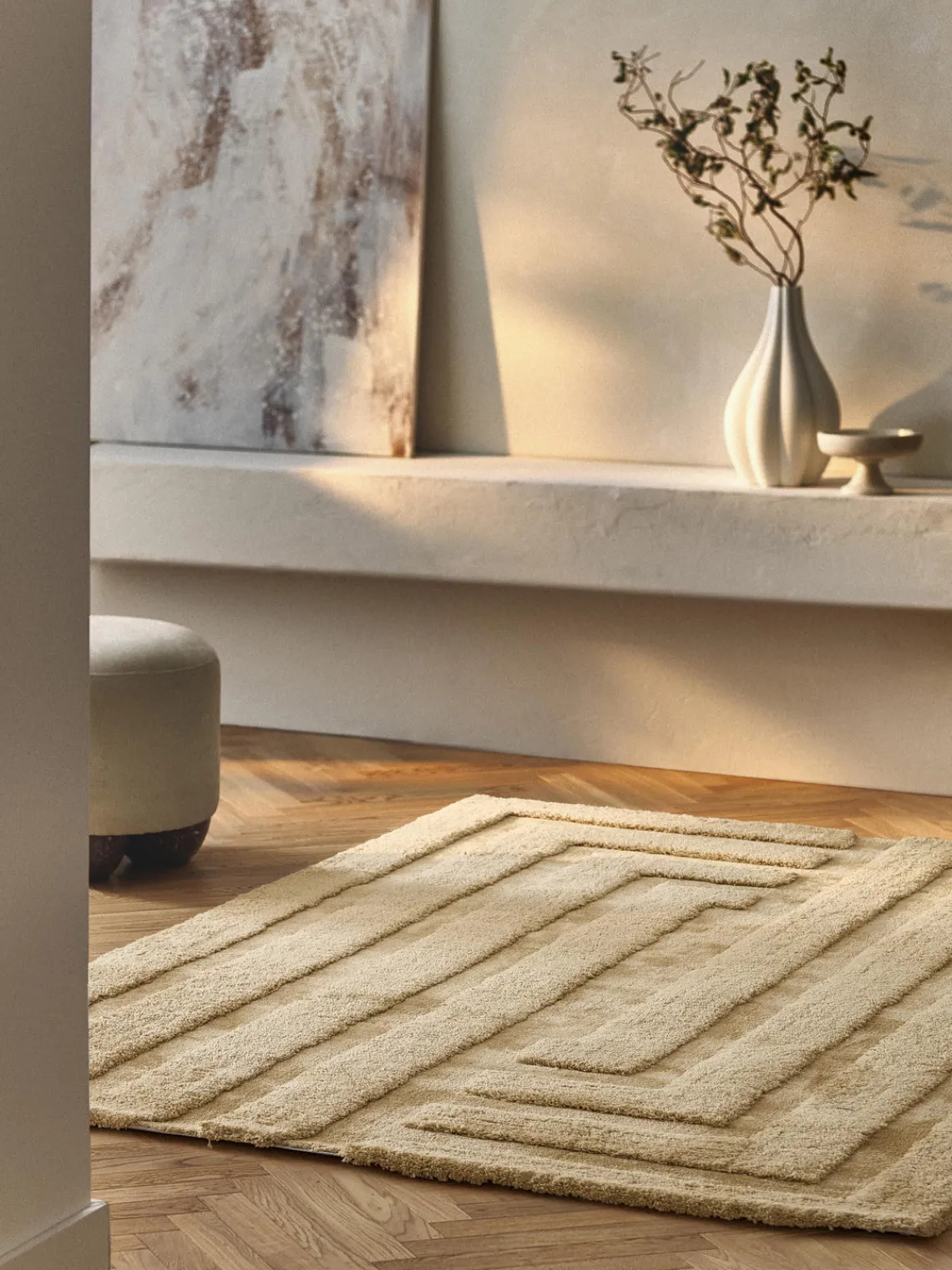 Rectangular|Alfombras Rectangulares>Westwing Collection Alfombra de pelo largo texturizada Genève Ocre