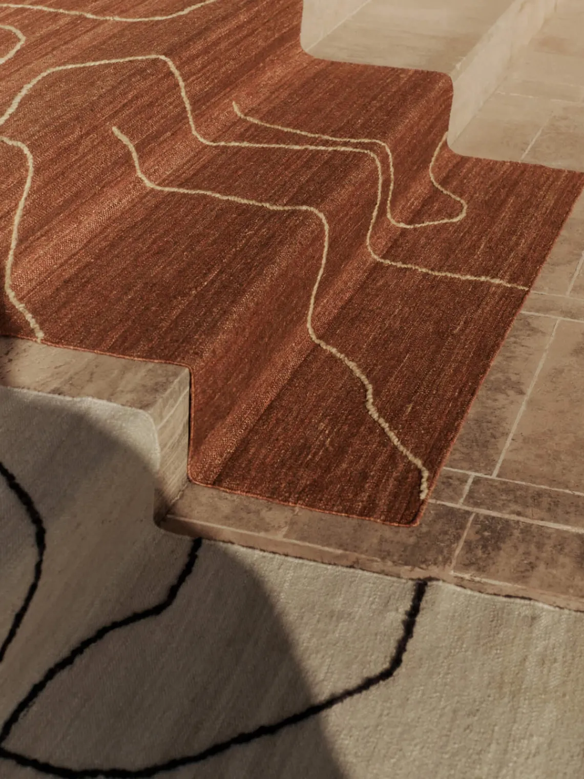 New Alfombra de yute tejida a mano Gesso Rectangular|Alfombras Rectangulares