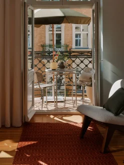 Alfombras De Exterior|Alfombras De Exterior>Westwing Collection Alfombra exterior artesanal con estampado geométrico Rune Terracota, marrón claro