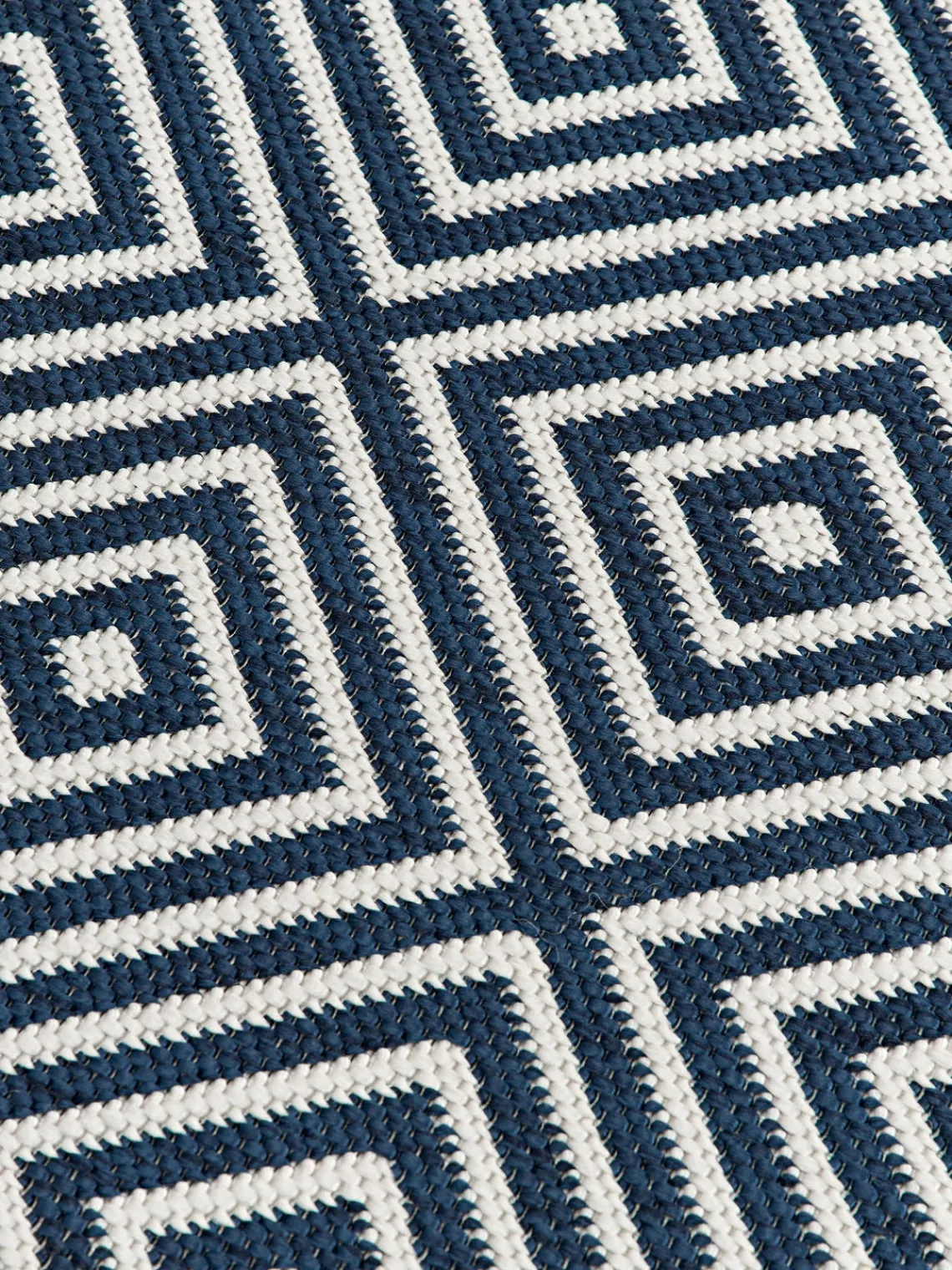 Alfombras De Exterior|Alfombras De Exterior>Westwing Collection Alfombra exterior reversible redonda en rombos Reddy Azul oscuro, blanco Off White