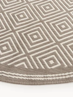 Alfombras De Exterior|Alfombras De Exterior>Westwing Collection Alfombra exterior reversible redonda en rombos Reddy Taupe, blanco Off White