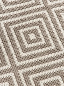 Alfombras De Exterior|Alfombras De Exterior></noscript>Westwing Collection Alfombra exterior reversible redonda en rombos Reddy Taupe, blanco Off White