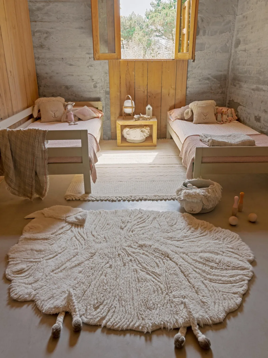 Alfombra infantil artesanal de lana en relieve Sheep, lavable Niños Decoración Infantil|Alfombras Infantiles