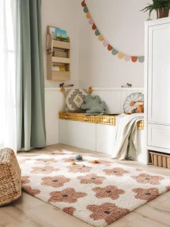 Decoración Infantil|Alfombras Infantiles>benuta Alfombra infantil con motivos florales Gobi Beige claro, rosa palo