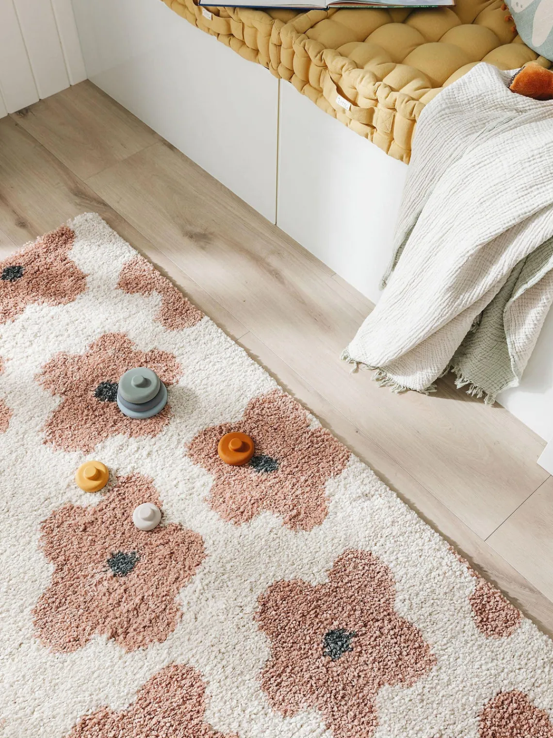 Decoración Infantil|Alfombras Infantiles>benuta Alfombra infantil con motivos florales Gobi Beige claro, rosa palo