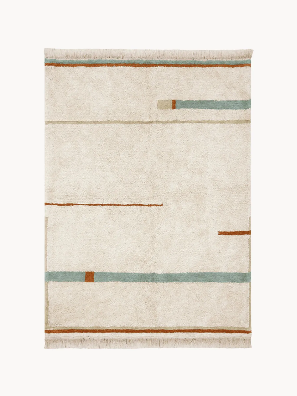 Decoración Infantil|Alfombras Infantiles>Lorena Canals Alfombra infantil lavable Lanes Tonos beige, verde salvia, rojo óxido