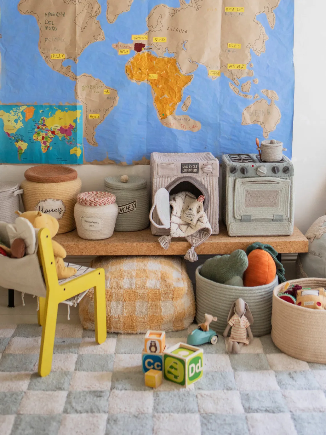 Decoración Infantil|Alfombras Infantiles>Lorena Canals Alfombra infantil lavable Kitchen Tiles, tamaños diferentes Azul claro, blanco Off White